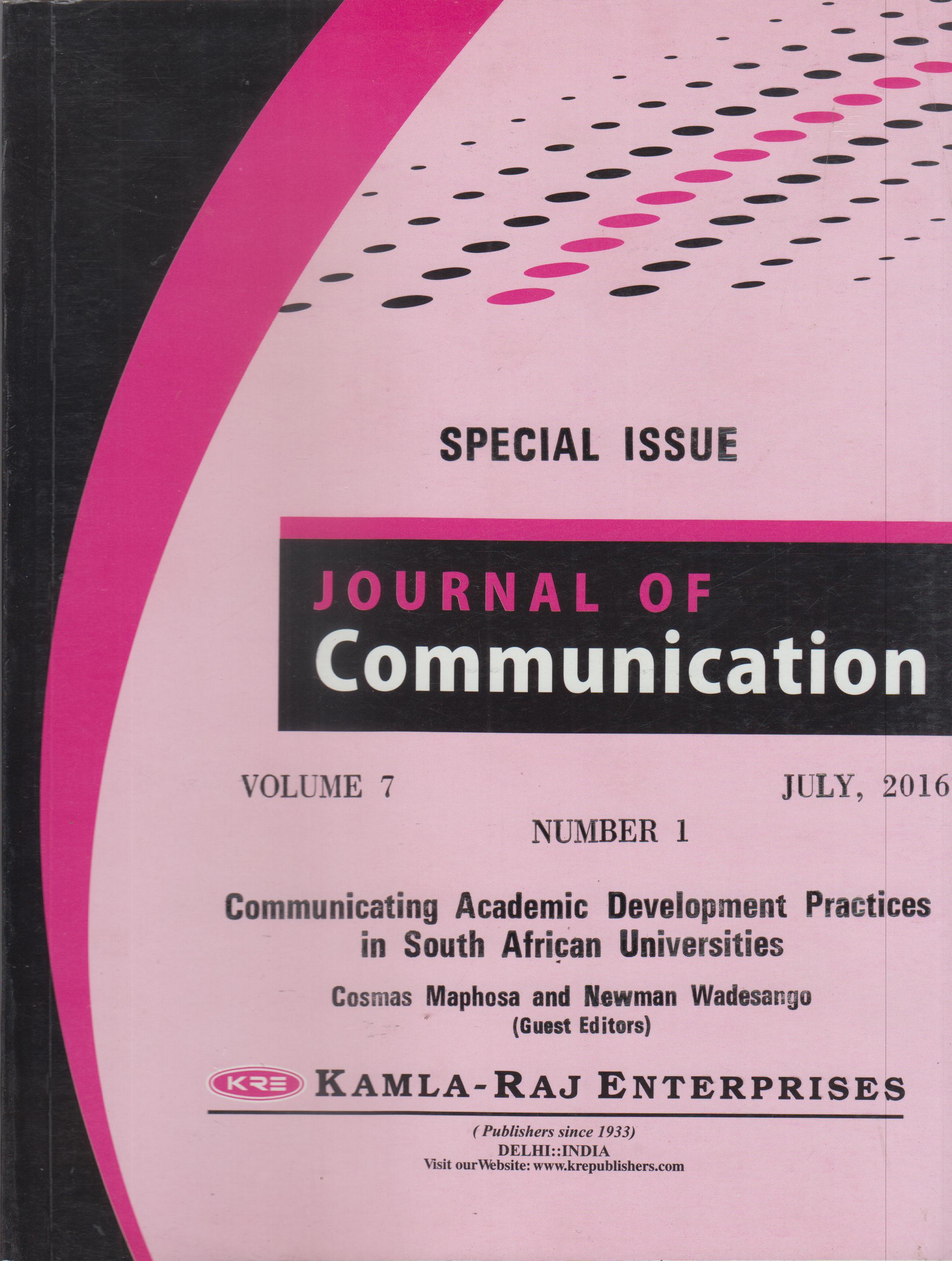 SPECIAL VOLUME COMMUNICATION